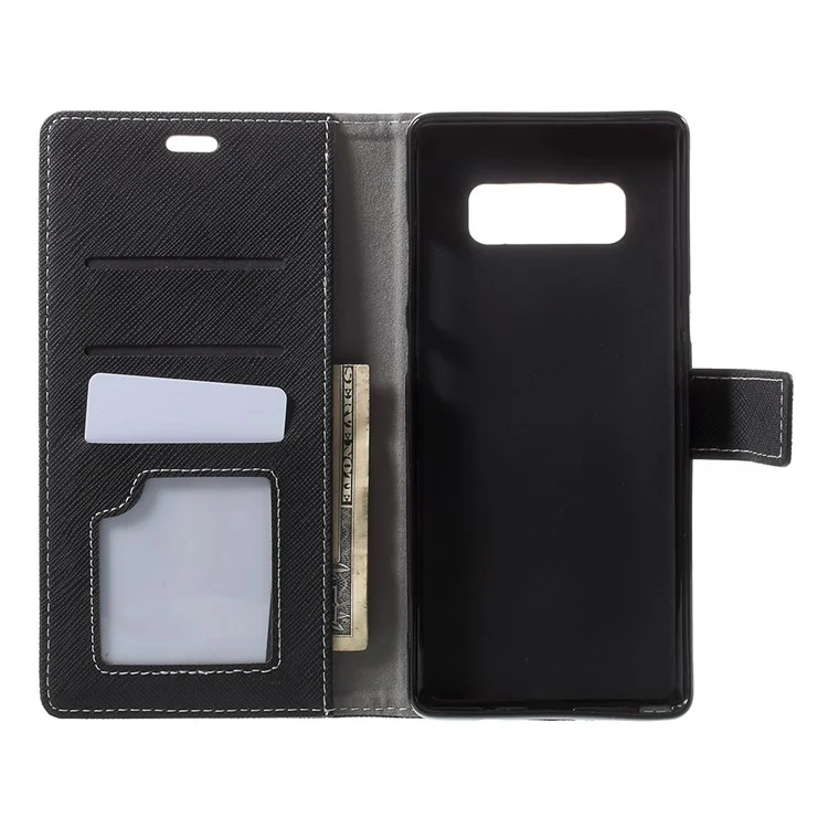 Cross Texture Wallet Leather Cover with Card Slots for Samsung Galaxy Note8 - Black
