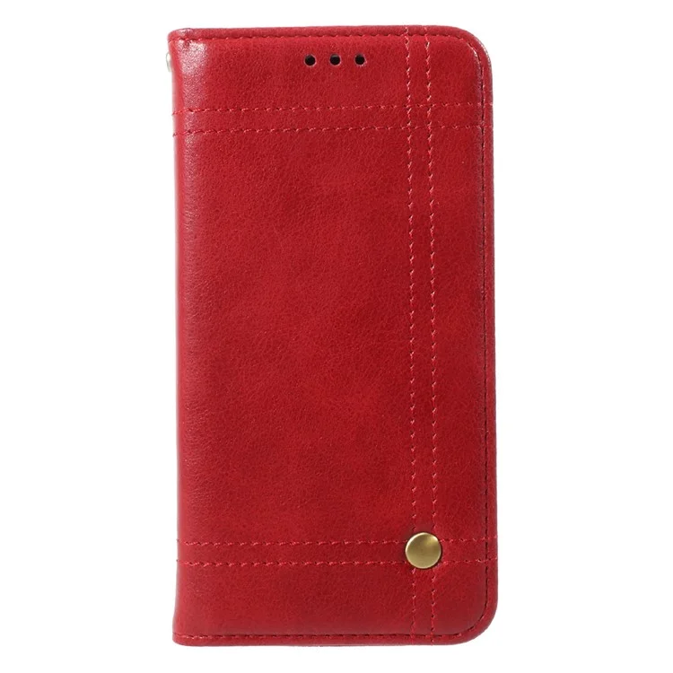Vintage Style Double Stitch Featuring Leather Wallet Stand Cover for Samsung	Galaxy J5 (2017) EU Version - Red