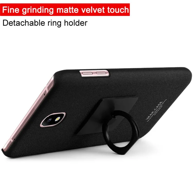 IMAK Ring Holder Kickstand Matte PC Phone Case for Samsung Galaxy J5 (2017) EU / Asia Version / J5 Pro - Black