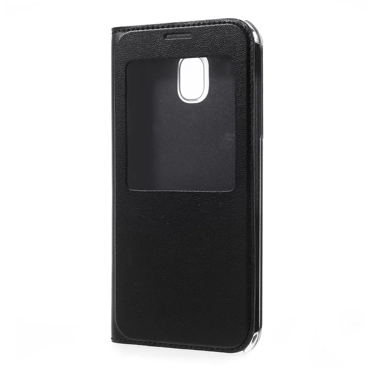 Information View Window Leather Shell for Samsung Galaxy J3 (2017) EU Version - Black