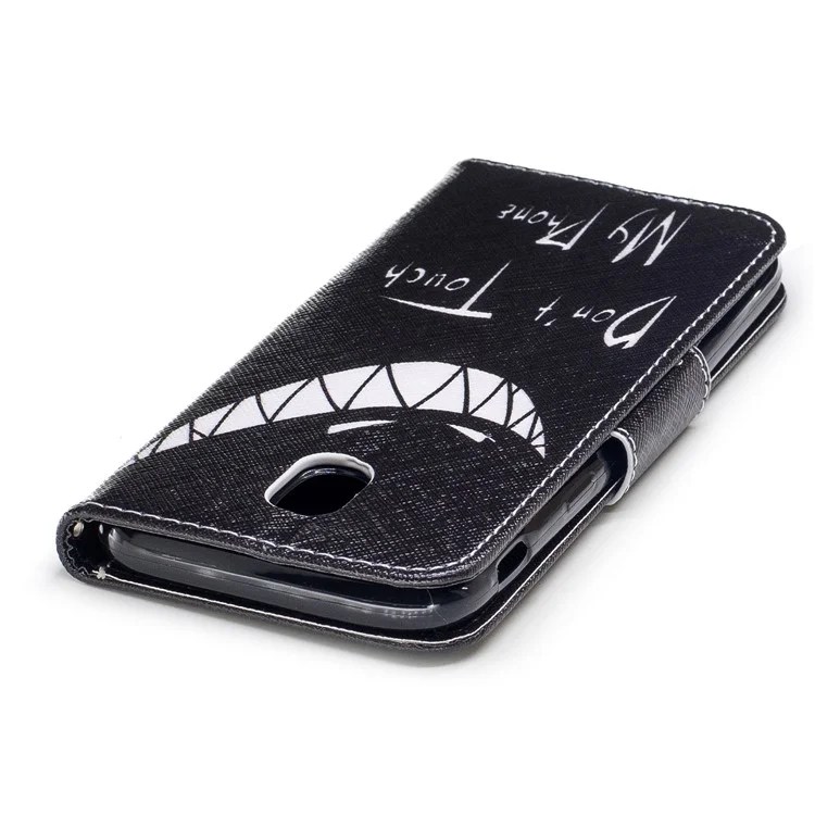 Pattern Printing PU Leather Willet Stand Cover Del Teléfono Para Samsung Galaxy J3 (2017) Versión de la ue - Cara Enojada