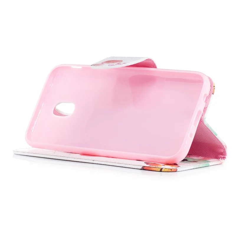 Pattern Printing PU Leather Wallet Protection Mobile Shell with Stand for Samsung Galaxy J3 (2017) EU Version - Flowers and Butterflies