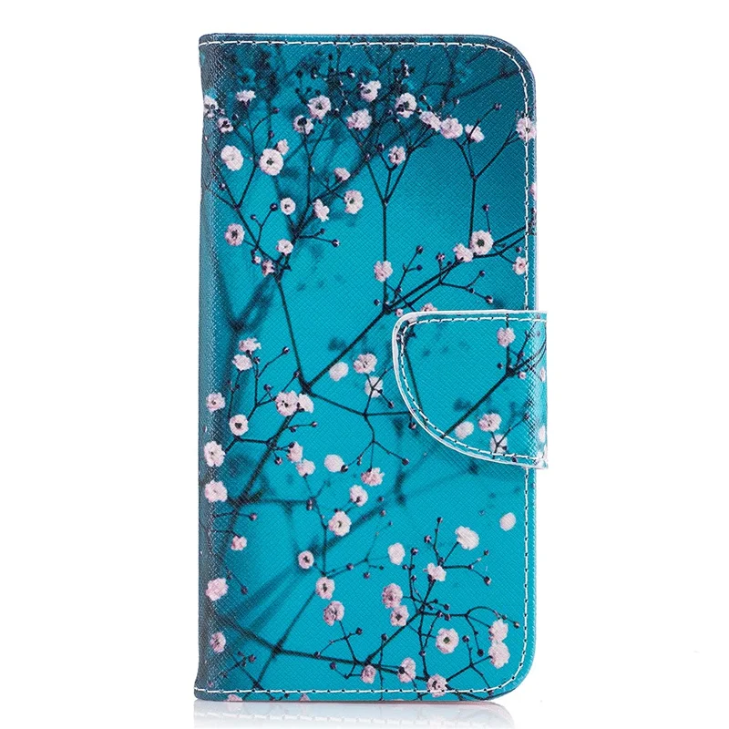 Pattern Printing Leather Wallet Mobile Phone Case Accessory for Samsung Galaxy J3 (2017) EU Version - Tree with Flowers