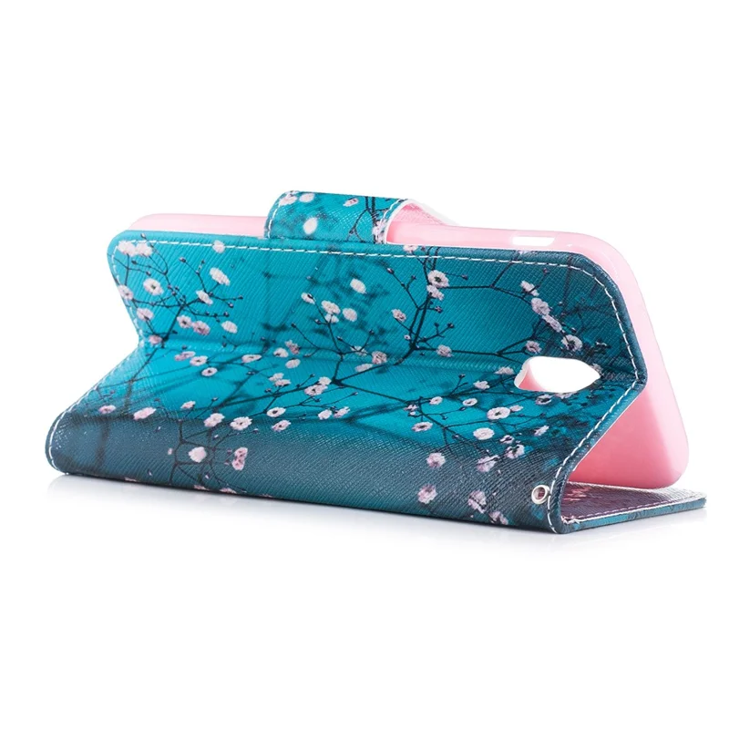 Pattern Printing Leather Wallet Mobile Phone Case Accessory for Samsung Galaxy J3 (2017) EU Version - Tree with Flowers
