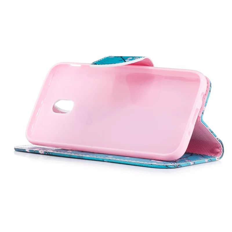 Pattern Printing Leather Wallet Mobile Phone Case Accessory for Samsung Galaxy J3 (2017) EU Version - Tree with Flowers