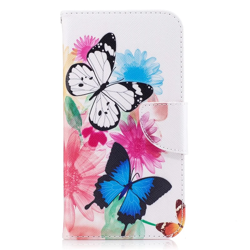 Pattern Printing PU Leather Wallet Cover with Stand for Samsung Galaxy J5 (2017) EU Version - Butterflies and Flowers