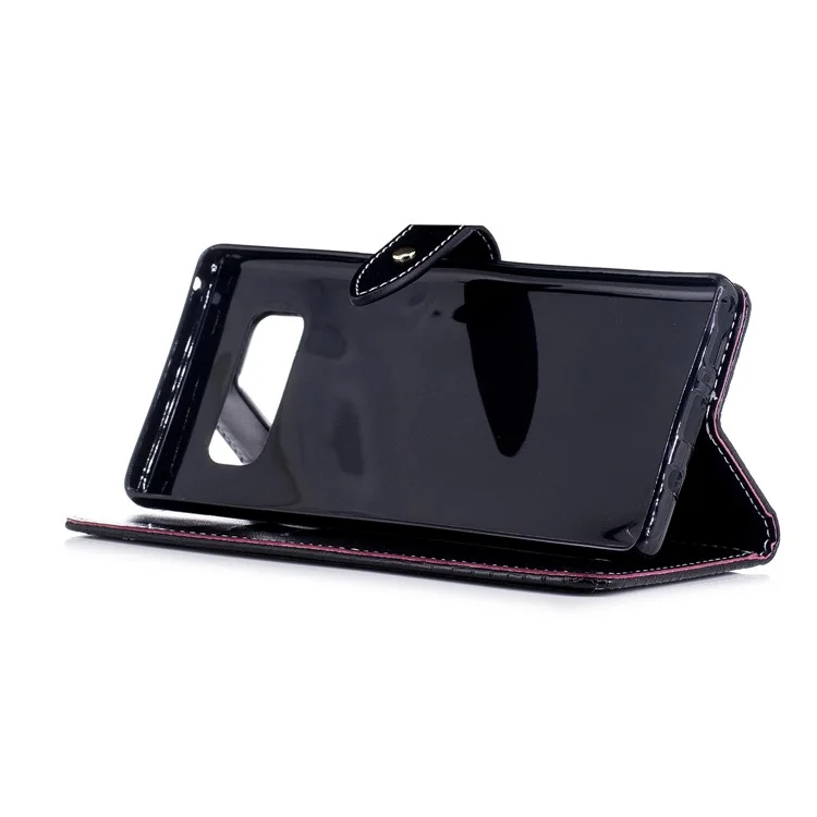 Crocodile Texture PU Leather Wallet Phone Cover with Stand for Samsung Galaxy Note 8 - Black