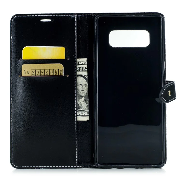Crocodile Texture PU Leather Wallet Phone Cover with Stand for Samsung Galaxy Note 8 - Black