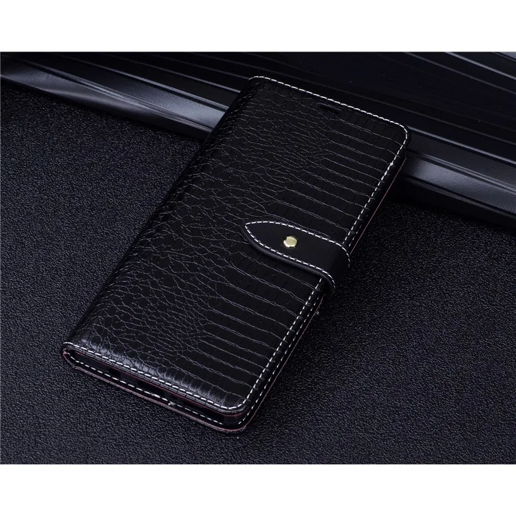 Crocodile Texture PU Leather Wallet Phone Cover with Stand for Samsung Galaxy Note 8 - Black