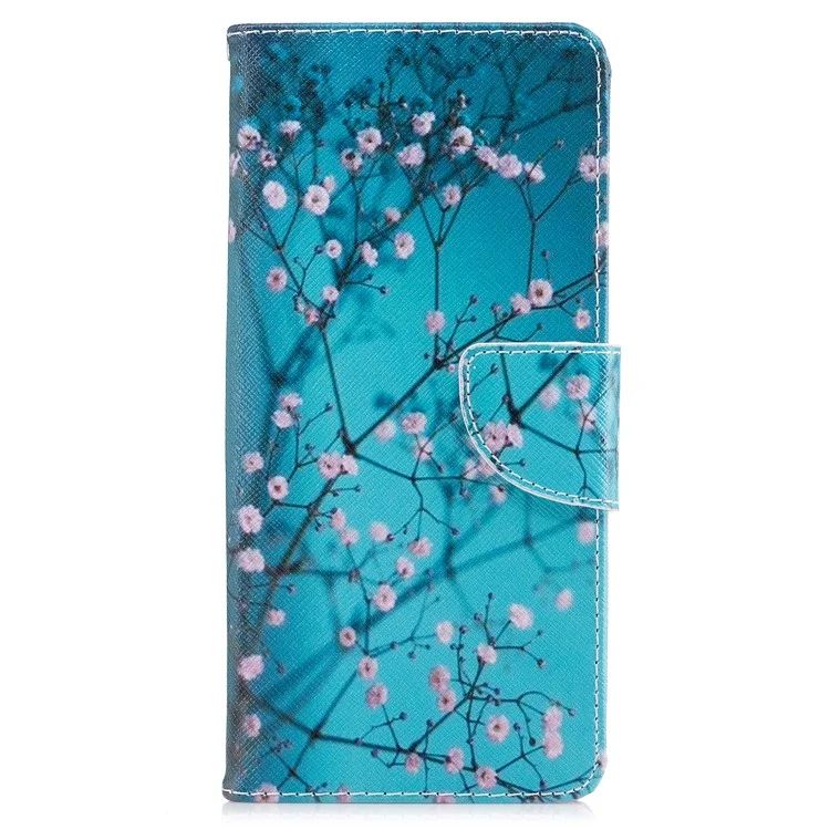 Modèle D'impression PU en Cuir de Support en Cuir Support de Téléphone Pour Samsung Galaxy Note 8 - Arbre Avec Des Fleurs