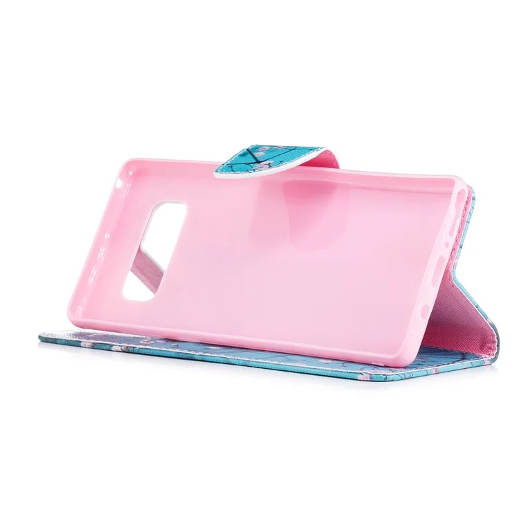 Coque de portefeuille en cuir PU imprimé pour Samsung Galaxy Note 8 - Arbre avec Fleurs
