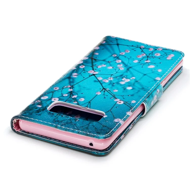 Coque de portefeuille en cuir PU imprimé pour Samsung Galaxy Note 8 - Arbre avec Fleurs