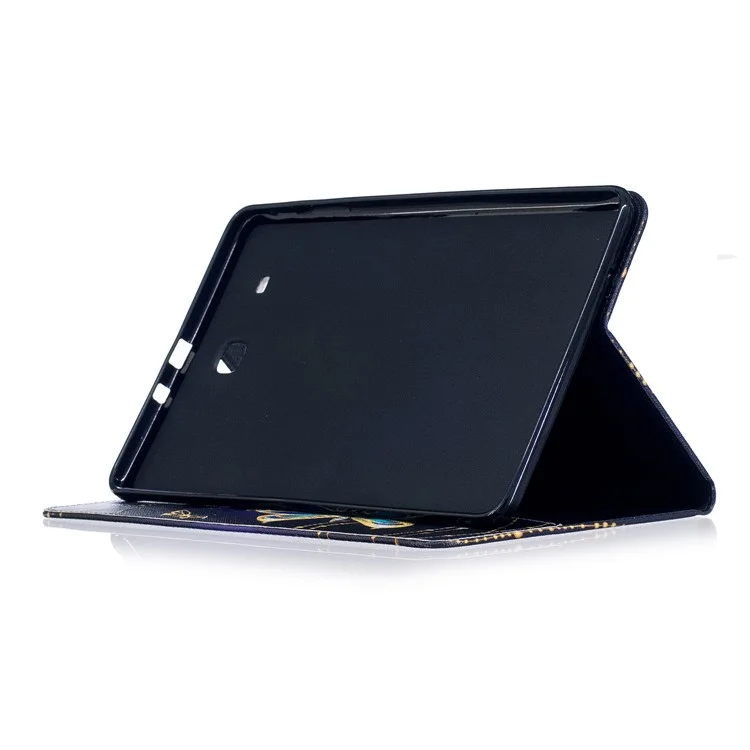 For Samsung Galaxy Tab E 9.6 T560 Pattern Printing PU Leather Wallet Stand Case - Butterfly with Diamond