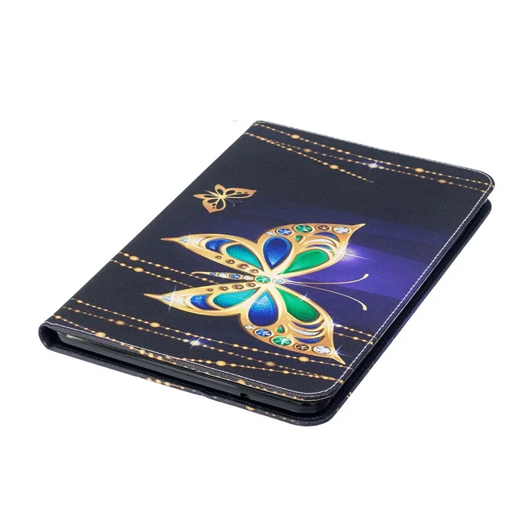 For Samsung Galaxy Tab E 9.6 T560 Pattern Printing PU Leather Wallet Stand Case - Butterfly with Diamond
