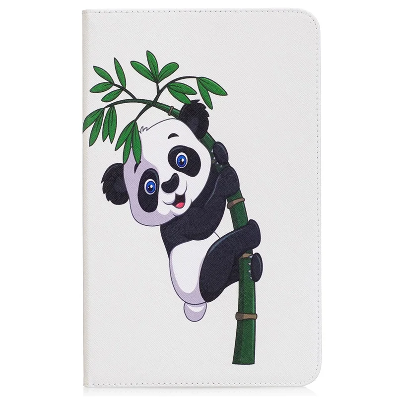 Pattern Printing Leather Wallet Flip Shell for Samsung Galaxy Tab A 10.1 (2016) T580 T585 - Panda and Bamboo
