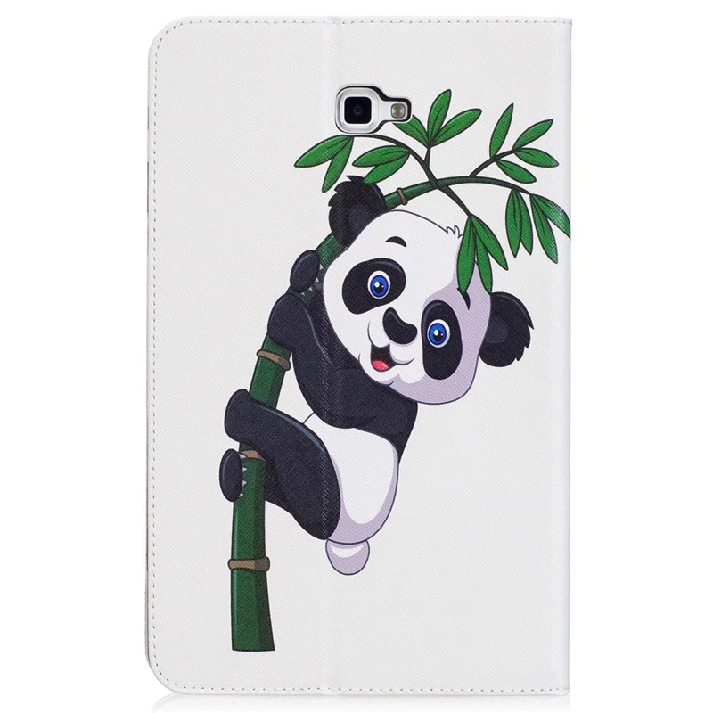 Pattern Printing Leather Wallet Flip Shell for Samsung Galaxy Tab A 10.1 (2016) T580 T585 - Panda and Bamboo