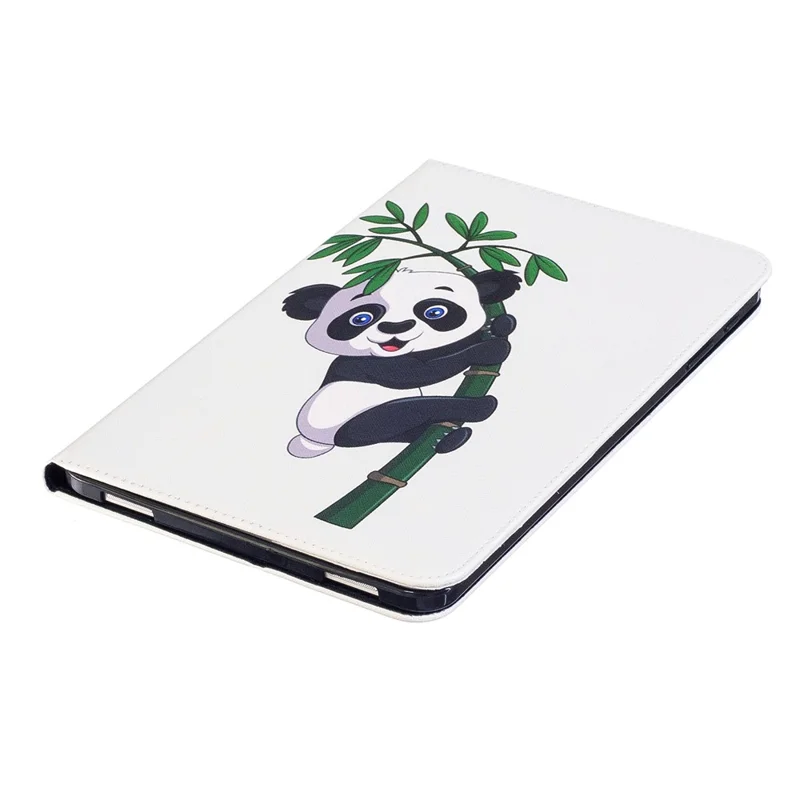 Pattern Printing Leather Wallet Flip Shell for Samsung Galaxy Tab A 10.1 (2016) T580 T585 - Panda and Bamboo