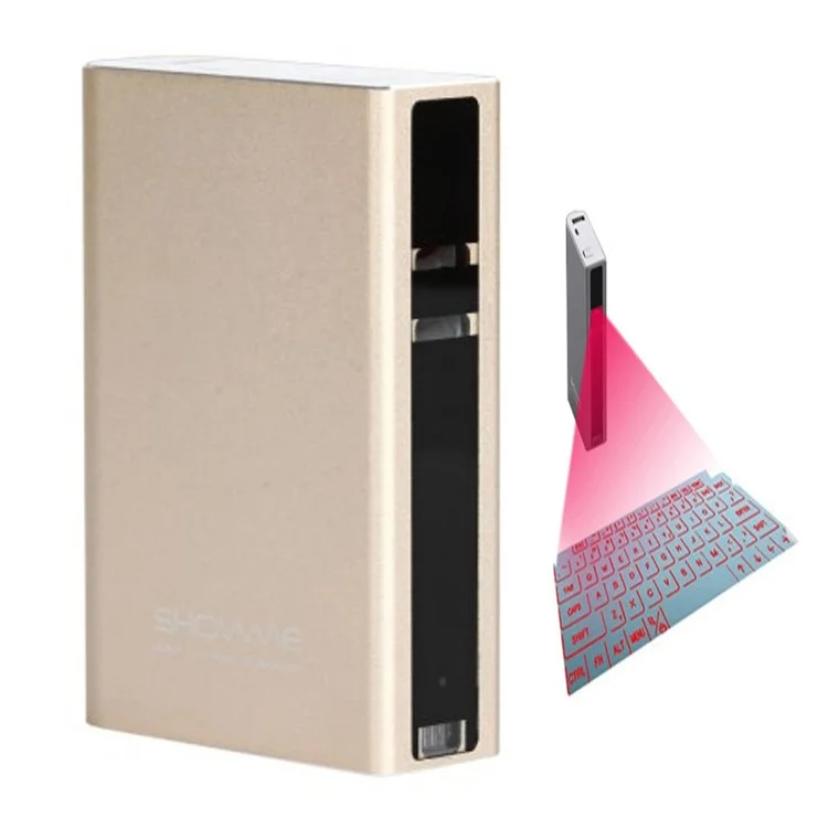 SHOWME 3 in 1 Virtual Laser Projection Bluetooth Keyboard + Power Bank + Bluetooth Speaker - Gold