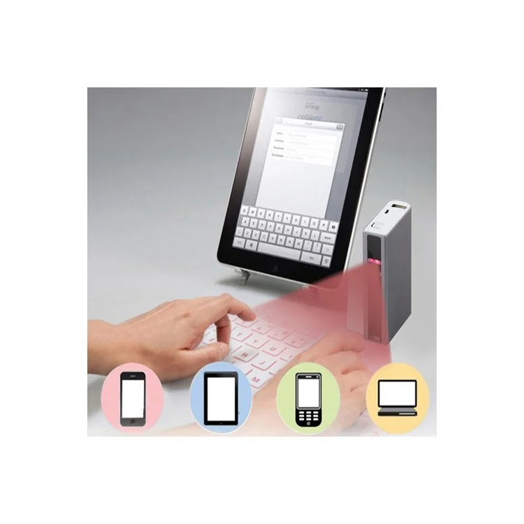 SHOWME 3 in 1 Virtual Laser Projection Bluetooth Keyboard + Power Bank + Bluetooth Speaker - Gold