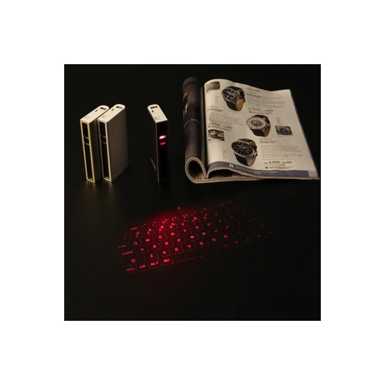 SHOWME 3 in 1 Virtual Laser Projection Bluetooth Keyboard + Power Bank + Bluetooth Speaker - Gold