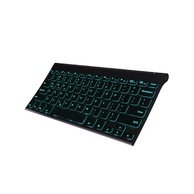 Ultra-thin Wireless Bluetooth Keyboard with Colorful LED Backlight for iOS Android Windows - Black