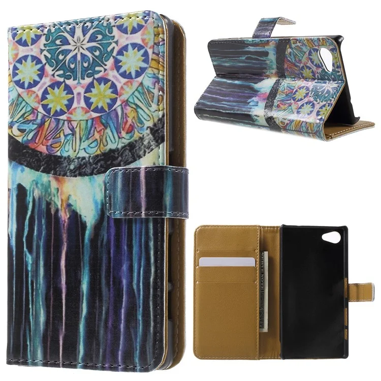 Patterned Wallet Leather Stand Case for Sony Xperia Z5 Compact - Dream Catcher