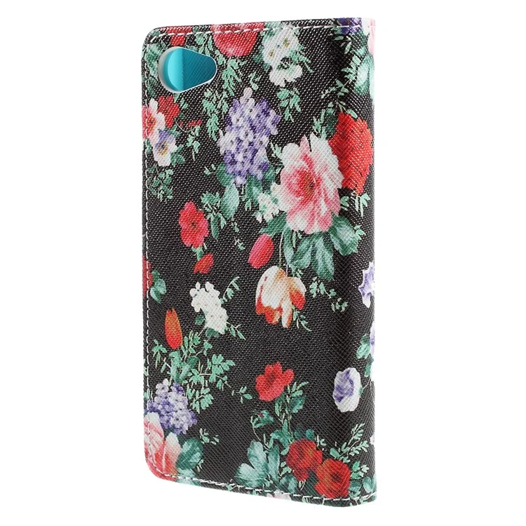 Wallet Leather Stand Cover for Sony Xperia Z5 Compact - Blooming Flowers