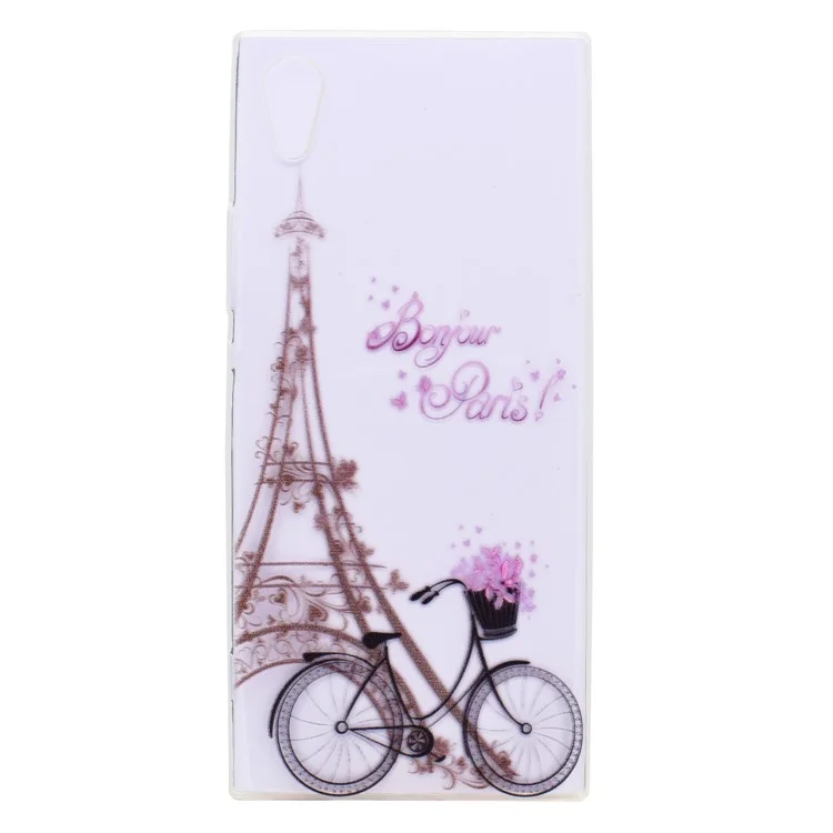 Ultra-thin Patterned Soft TPU Back Phone Case Accessory for Sony Xperia XA1 - Tower and Bicycle