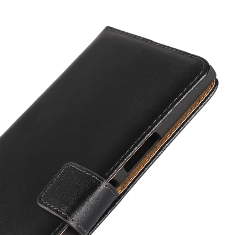 Genuine Split Leather Wallet Stand Case for Sony Xperia XA1 Ultra - Black