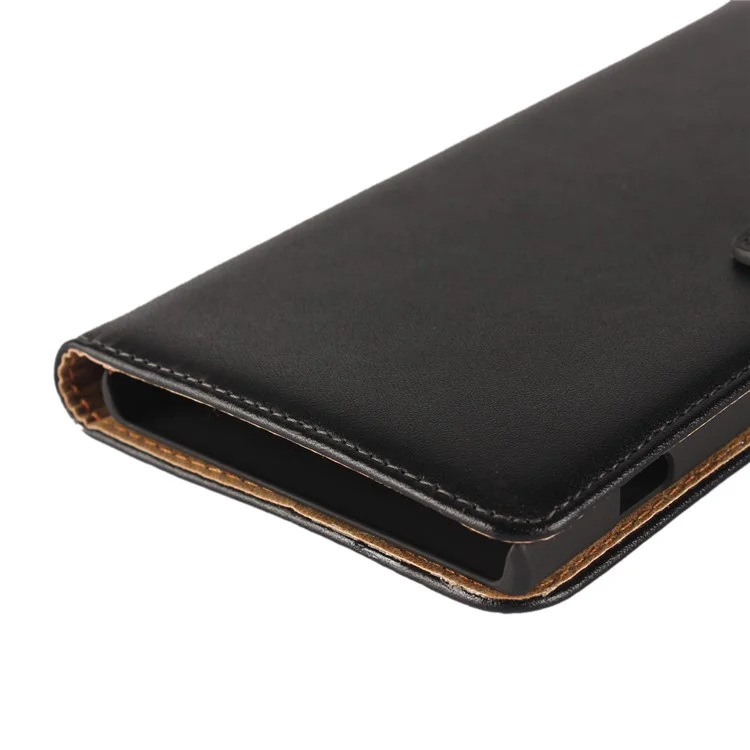 Genuine Split Leather Wallet Stand Case for Sony Xperia XA1 Ultra - Black