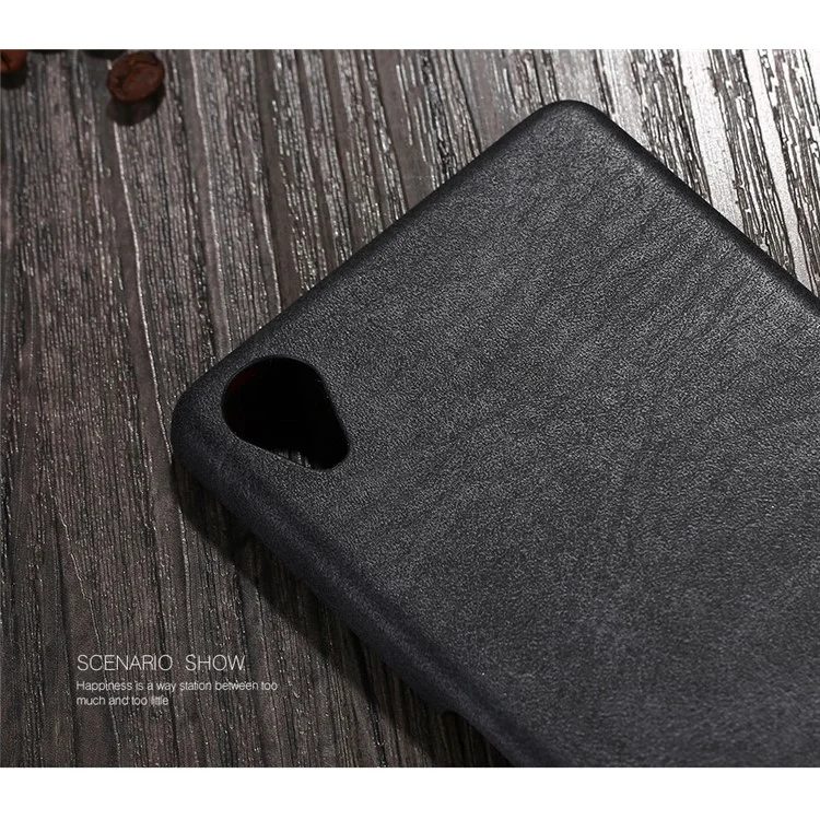 X-LEVEL Vintage Series Leather Coated Hard PC Case for Sony Xperia X - Black