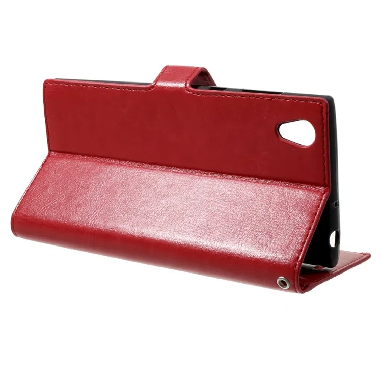 Crazy Horse Wallet Stand Split Leather Case for Sony Xperia L1 - Red