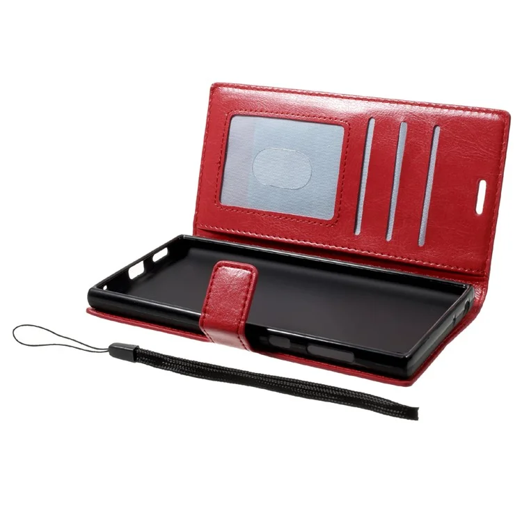 Crazy Horse Wallet Stand Split Leather Case for Sony Xperia L1 - Red