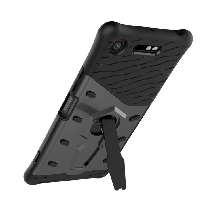 Soft TPU + Plastic Combo Detachable Phone Casing with 360-degree Rotary Kickstand for Sony Xperia XZ1 - Grey