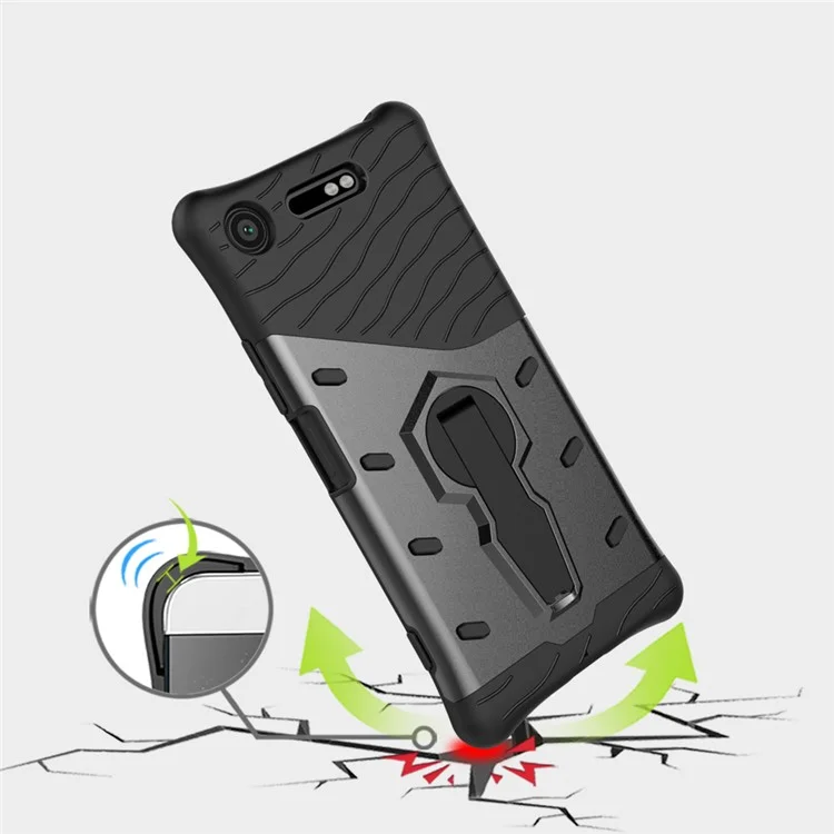 Soft TPU + Plastic Combo Detachable Phone Casing with 360-degree Rotary Kickstand for Sony Xperia XZ1 - Grey