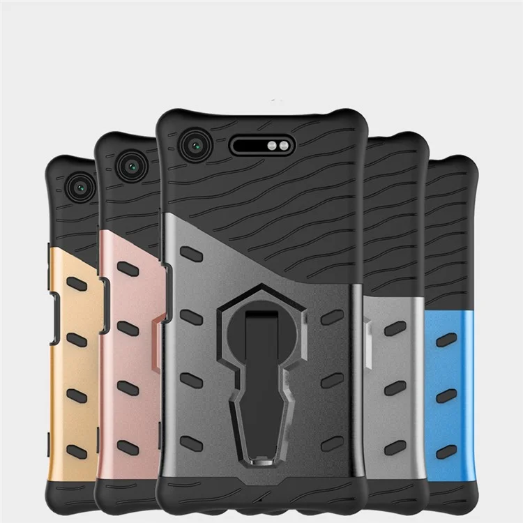 Soft TPU + Plastic Combo Detachable Phone Casing with 360-degree Rotary Kickstand for Sony Xperia XZ1 - Grey