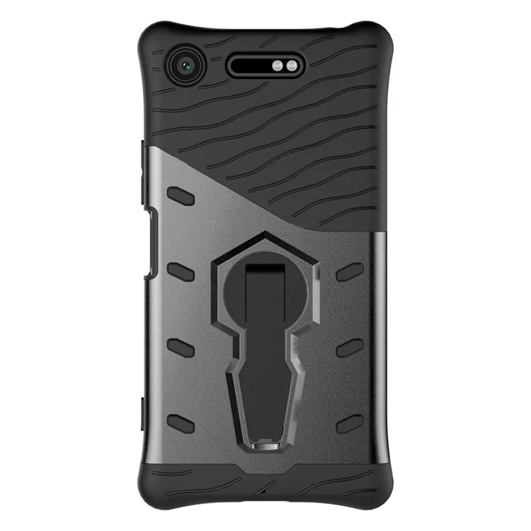 Soft TPU + Plastic Combo Detachable Phone Casing with 360-degree Rotary Kickstand for Sony Xperia XZ1 - Grey