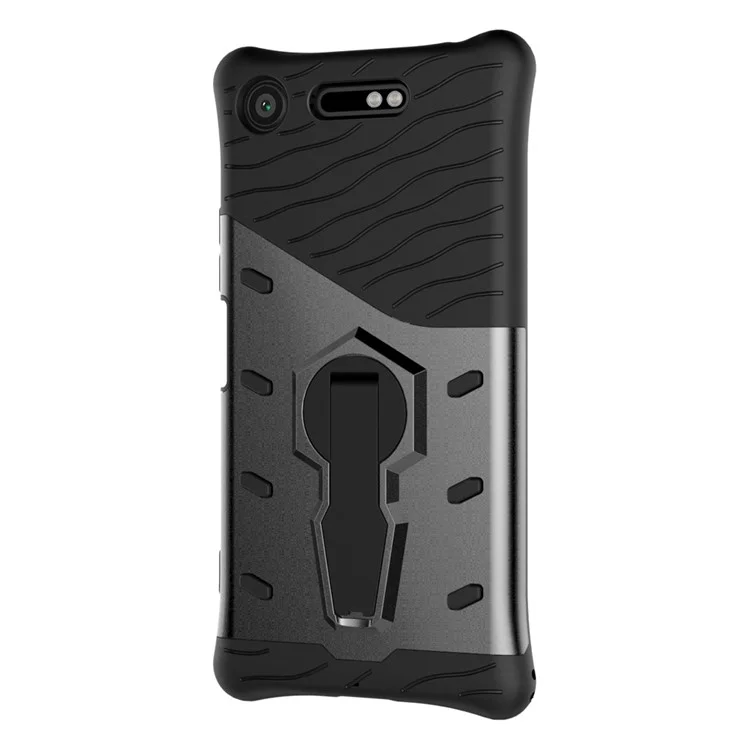 Soft TPU + Plastic Combo Detachable Phone Casing with 360-degree Rotary Kickstand for Sony Xperia XZ1 - Grey