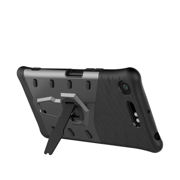 Soft TPU + Plastic Combo Detachable Phone Casing with 360-degree Rotary Kickstand for Sony Xperia XZ1 - Grey