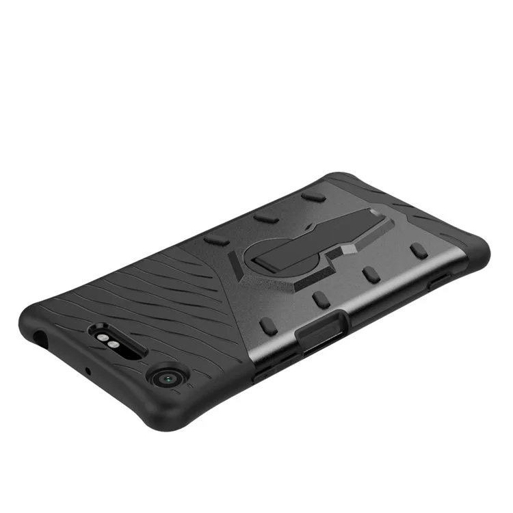 Soft TPU + Plastic Combo Detachable Phone Casing with 360-degree Rotary Kickstand for Sony Xperia XZ1 - Grey