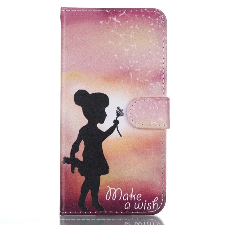 Patterned Leather Wallet Protective Case with Stand for Sony Xperia L1 - Little Girl and Dandelion