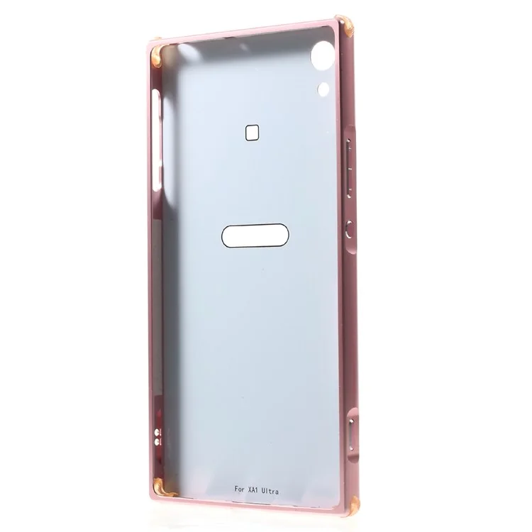 For Sony Xperia XA1 Ultra Slide-on Metal Bumper + Brushed PC Back Phone Case - Rose Gold