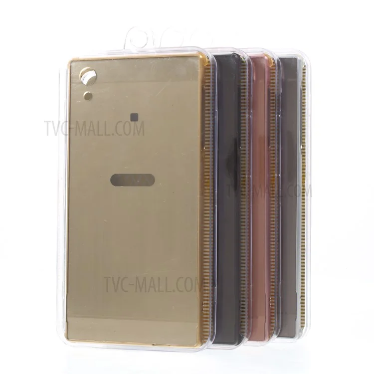 For Sony Xperia XA1 Ultra Slide-on Metal Bumper + Brushed PC Back Phone Case - Rose Gold