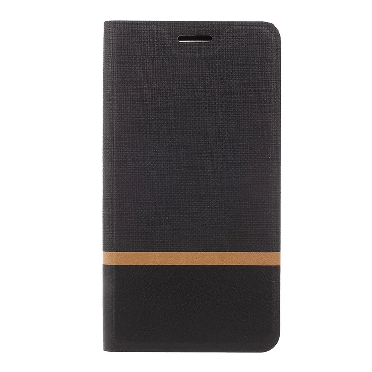 Bi-color Cross Texture Leather Stand Case for Sony Xperia XZ1 Built-in Steel Sheet - Black