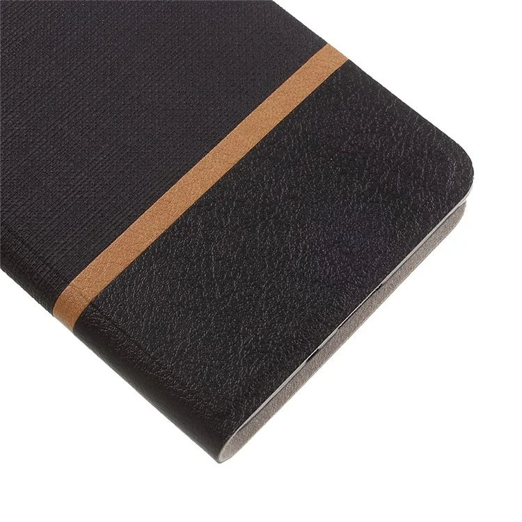 Bi-color Cross Texture Leather Stand Case for Sony Xperia XZ1 Built-in Steel Sheet - Black