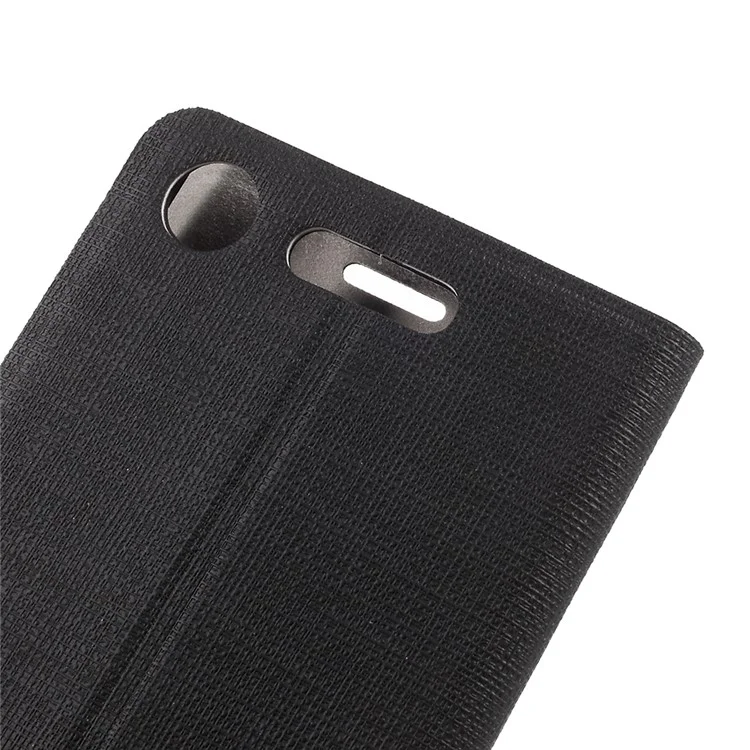 Bi-color Cross Texture Leather Stand Case for Sony Xperia XZ1 Built-in Steel Sheet - Black
