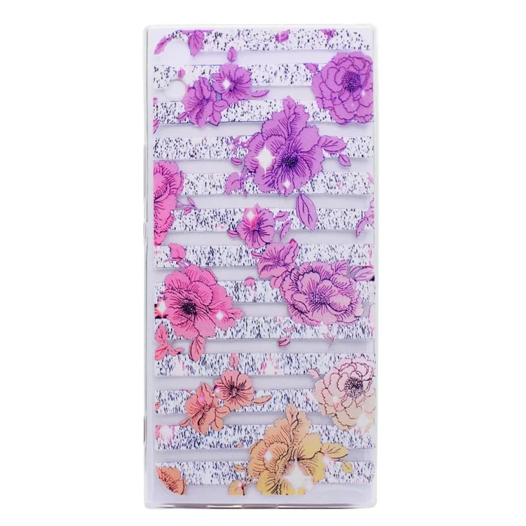 Ultra-thin Patterned Soft TPU Back Phone Cover for Sony Xperia XA1 Ultra - Strips and Flowers