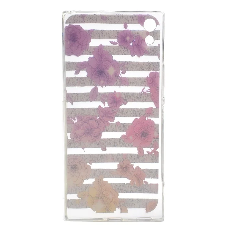 Ultra-thin Patterned Soft TPU Back Phone Cover for Sony Xperia XA1 Ultra - Strips and Flowers