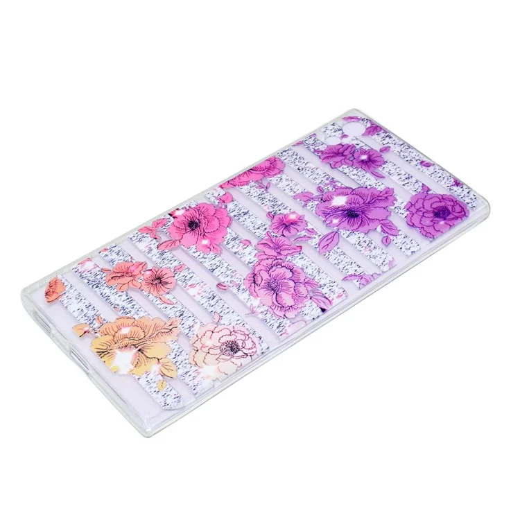 Ultra-thin Patterned Soft TPU Back Phone Cover for Sony Xperia XA1 Ultra - Strips and Flowers