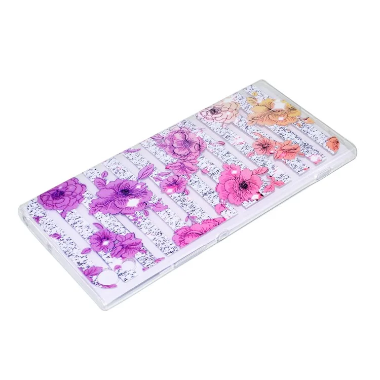 Ultra-thin Patterned Soft TPU Back Phone Cover for Sony Xperia XA1 Ultra - Strips and Flowers